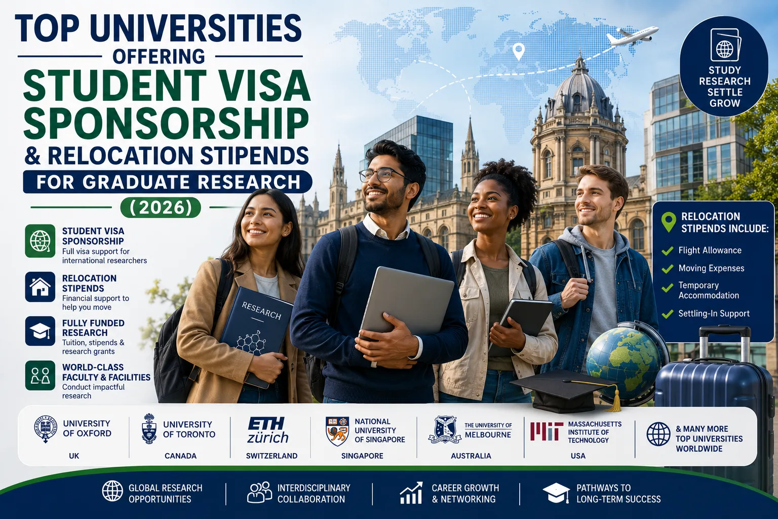Top Universities Offering Student Visa Sponsorship & Relocation Stipends for Graduate Research (2026)